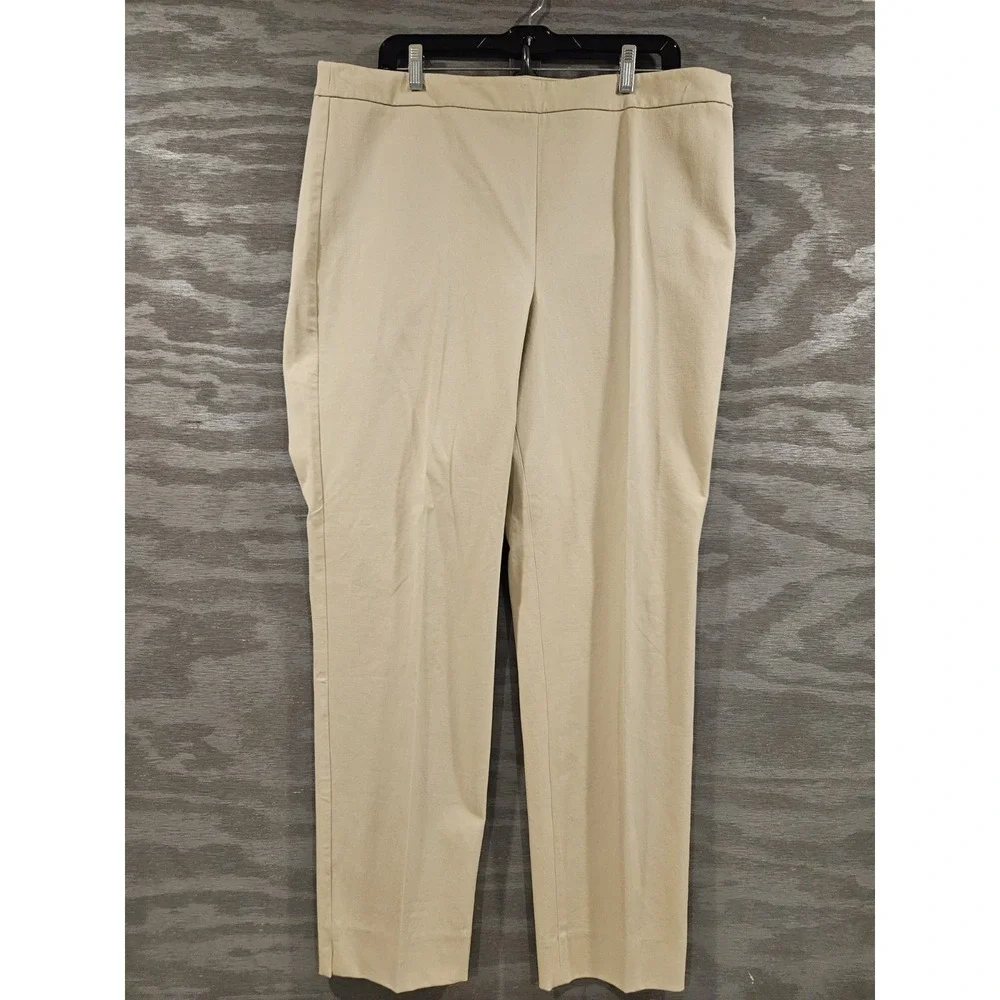 Talbots Chatham Ankle Pants Size 16 Tan Khaki Side Zip Cotton Blend NWT